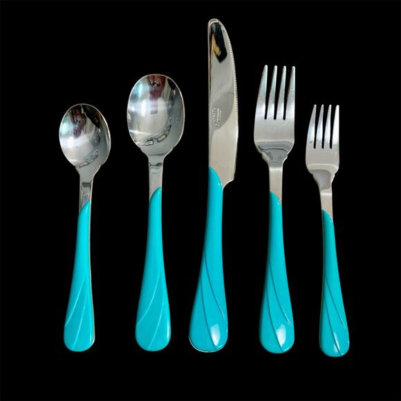 Fiestaware Swirl Turquoise Green Flatware Retired 5pc Place Setting Fiesta - Picture 2 of 10